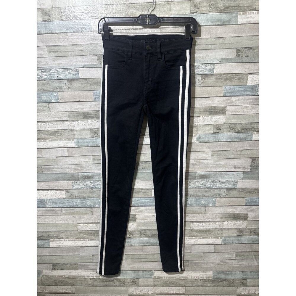 Women’s American Eagle Denim Jeans High Rise Jegging Black Size 00 Long
